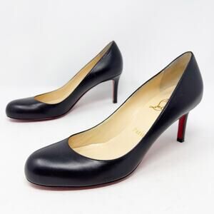 Christian Louboutin Simple Pump Black Leather Heels Womens Size EU 37